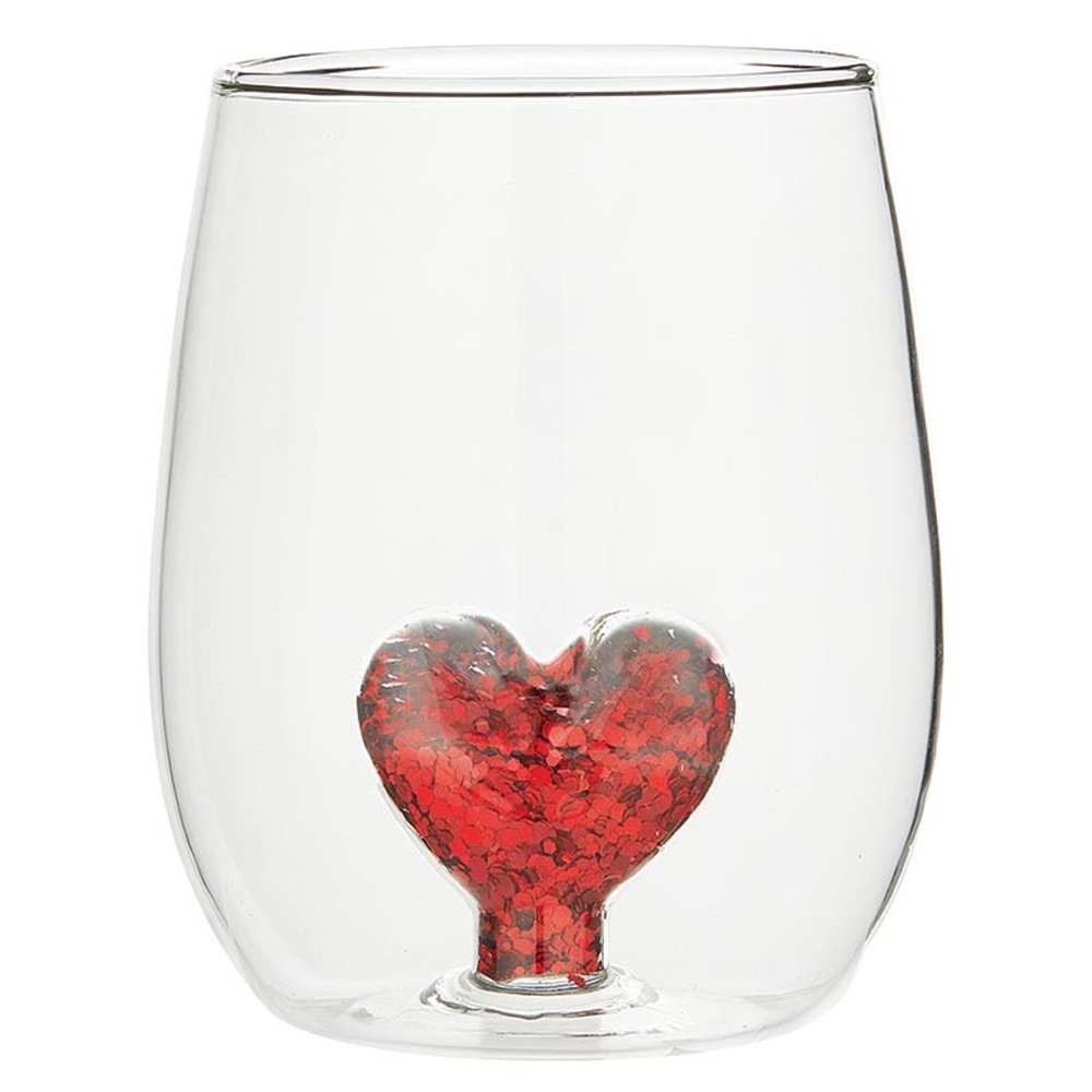 Slant stemless wine glass with glitter diamond inside/16 ounce - NWT